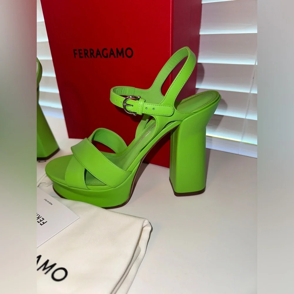Ferragamo Sonya Heel in Lime - Picture 5 of 13
